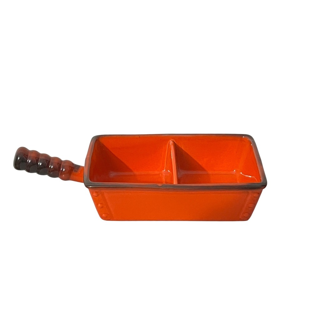 Metlox Poppytrail Vernon Red Divided Baking Dish  Orange 1960s‎ Vintage